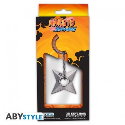 Porta-chaves 3D shuriken Naruto Shippuden em embalagem