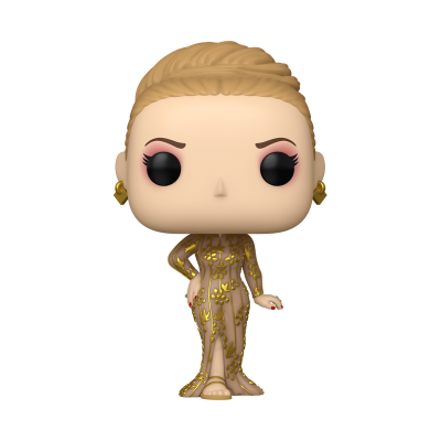 Figura Funko Pop de mulher com vestido bege e dourado