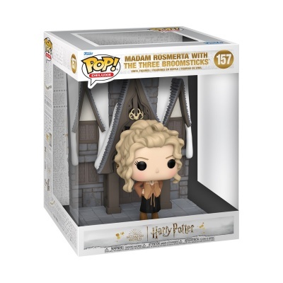 Funko Pop Deluxe Madam Rosmerta com três vassouras na caixa