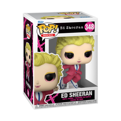 Figura Pop! Rocks Vinil Ed Sheeran fato vermelho número 348 na embalagem