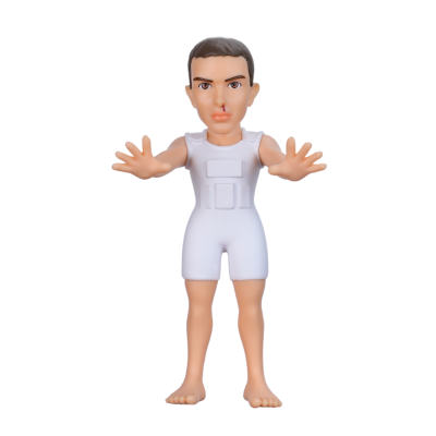 Boneco de ação com fato branco e ferida no nariz