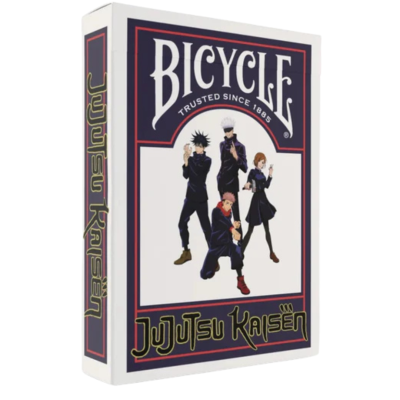 Caixa de cartas Bicycle themed Jujutsu Kaisen com personagens de anime