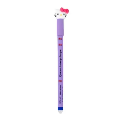 Caneta roxa Hello Kitty com cabeça decorativa e texto Kindness is always in style