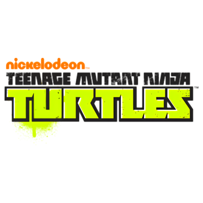 Logótipo Teenage Mutant Ninja Turtles em cores amarelo fluorescente, preto e laranja