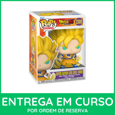 Figura de vinil Funko Pop Super Saiyan Son Goku (Mini) na sua caixa