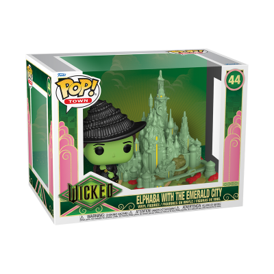 Figura Funko Pop! Elphaba com a Cidade Esmeralda na caixa