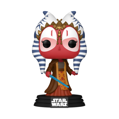 Figura Funko Pop de personagem Star Wars com sabre de luz azul e base com texto STAR WARS