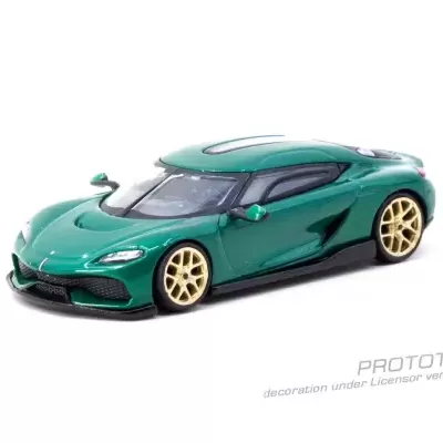 Miniatura de carro desportivo verde metálico com jantes douradas