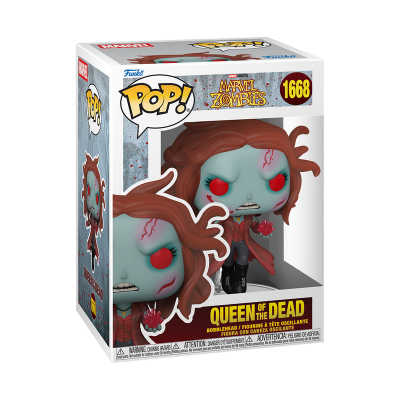 Boneco Funko Pop Marvel Zombies Queen of the Dead na caixa