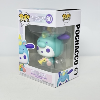 Figura colecionável Funko Pop! Pochacco, azul claro e branco, na caixa original.