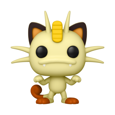 Figura colecionável de vinil do personagem Meowth com corpo amarelo claro e olhos negros grandes