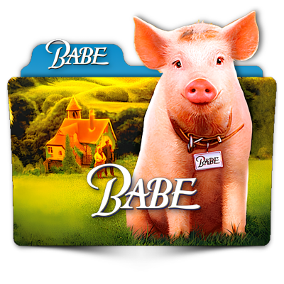 Pasta de computador com imagem de porco e texto BABE