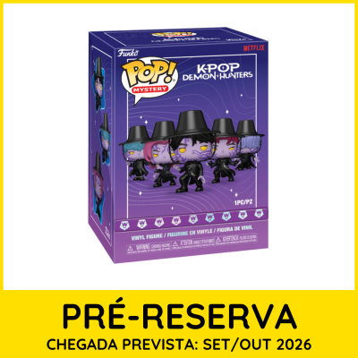 Caixa Funko Pop! Mystery K-POP Demon Hunters em roxo e preto com figuras em vinil e texto Netflix