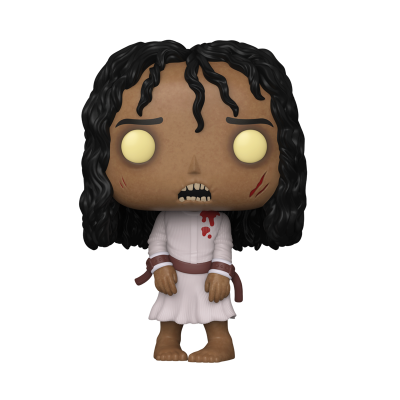Figura Funko Pop de personagem com vestido branco e cabelo negro