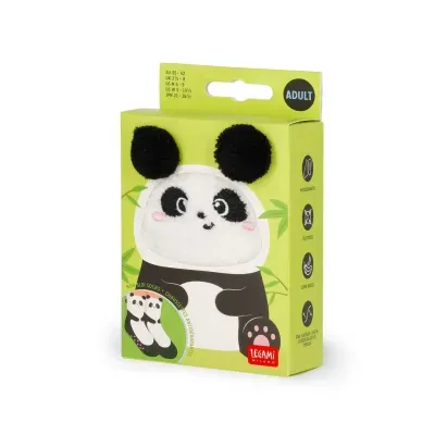 Embalagem verde com meias antiderrapantes de panda para adulto