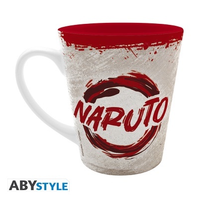 Caneca NARUTO cerâmica branco e vermelho com design circular