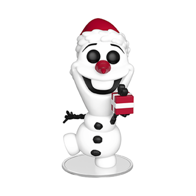 Figura de boneco de neve com chapéu de Pai Natal e presente