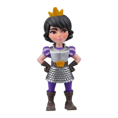 Figura de brinquedo princesa cavaleira com armadura prata e vestido roxo