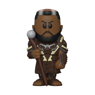 Figura colecionável de personagem vestido em pele castanha e segurando bastão