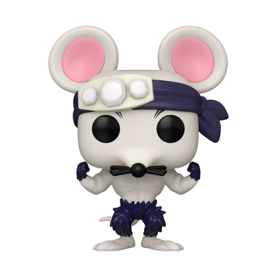 Figura Funko Pop de rato antropomórfico com faixa roxa e pêlo púrpura