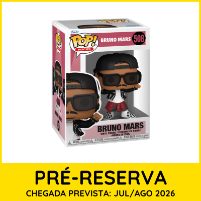Boneco Funko Pop! Bruno Mars 508 vinil com roupa vermelha e preta em caixa