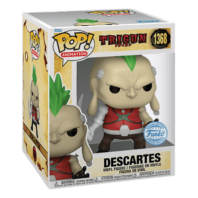 Figura Funko Pop! Descartes do anime Trigun em embalagem de cartão com janela transparente