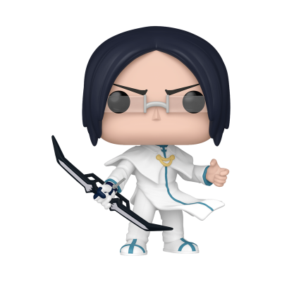 Figura Funko Pop de personagem com traje branco e arma