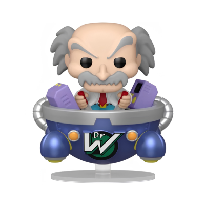 Figura Funko Pop do Dr. W num veículo azul com texto Dr W