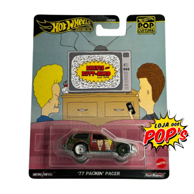Carro em miniatura Hot Wheels '77 Packin' Pacer em embalagem com tema Beavis and Butt-Head