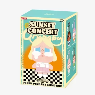 Caixa cega Sunset Concert Crybaby da Pop Mart com personagem loira a chorar