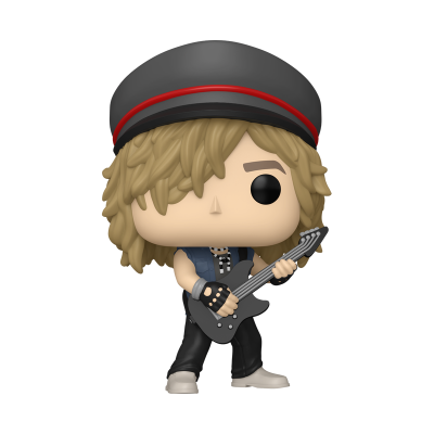 Figura Funko Pop de músico com chapéu cinzento e gira guitarra preta