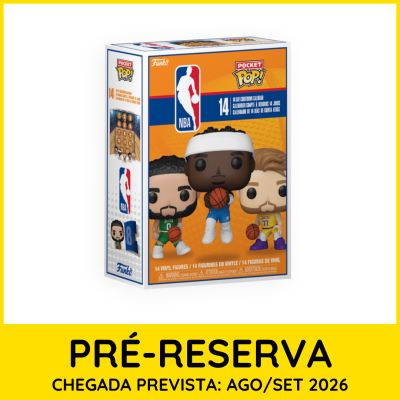 Caixa Funko Pocket Pop! calendário NBA com 14 figuras vinyl e fundo laranja