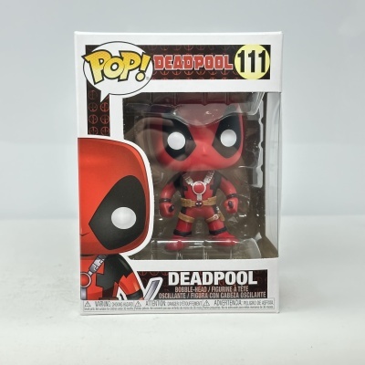 Figura Funko Pop! Deadpool 111 em embalagem branca e transparente