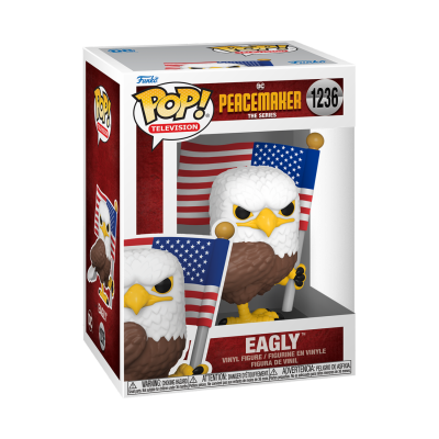 Funko Pop! vinil Eagly com bandeira americana na caixa.