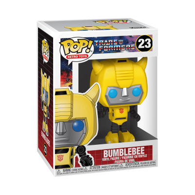 Figura em vinil amarela Bumblebee da Transformers em caixa POP! RETRO TOYS