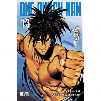 Capa do manga One Punch Man volume 13 com personagem musculoso em destaque