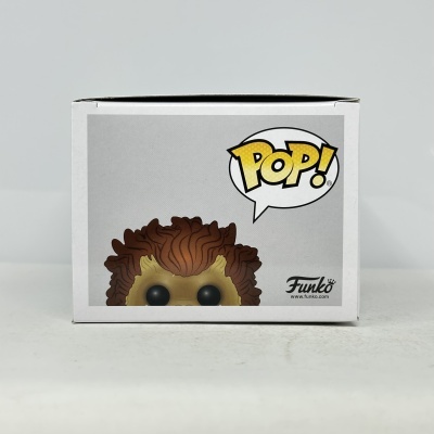 Caixa de brinquedo Funko Pop com parte da figura visível e logo POP!
