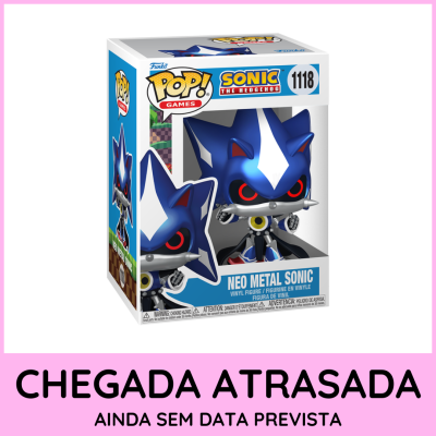 Funko Pop! Neo Metal Sonic azul metálico em caixa com janela transparente