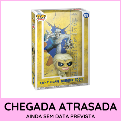 Figura Funko Pop! de vinil Iron Maiden Mummy Eddie em caixa com hieróglifos amarelos