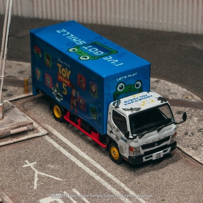 Camião de brinquedo Toy Story 5 azul e branco com personagens da Pixar