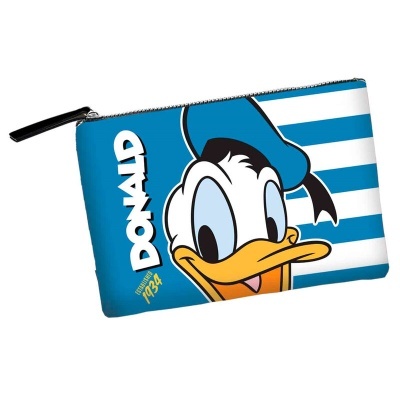 Estojo com imagem do Donald Duck em azul e branco com fecho preto