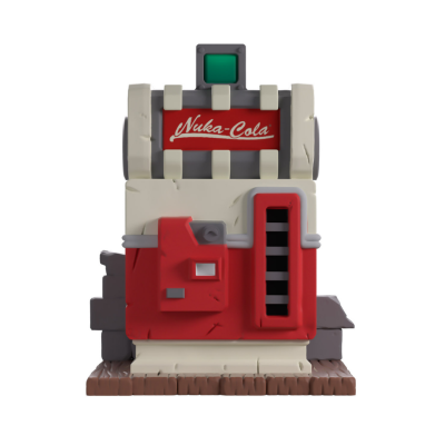 Máquina de vendas retro Nuka-Cola em cores bege, vermelho e cinzento