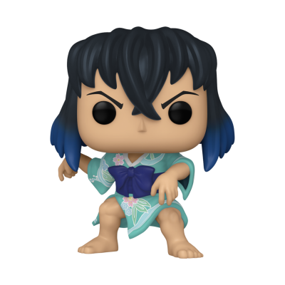 Figura colecionável Funko Pop azul com padrão floral e cabelo preto e azul
