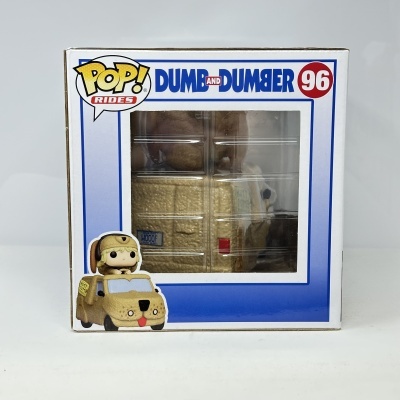 Embalagem POP! Rides DUMB AND DUMBER 96 com figura de carro amarelo texturizado e personagem no tejadilho.