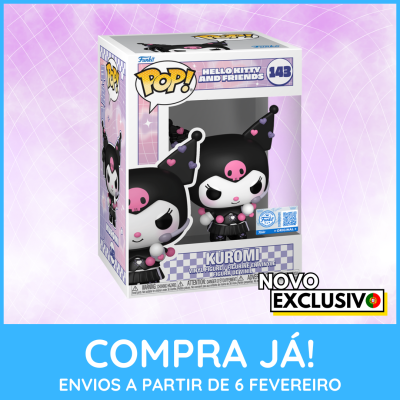 Funko Pop Kuromi vinil na caixa de exposição