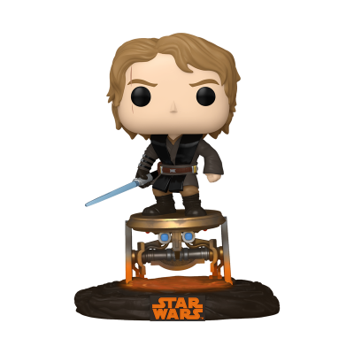 Figura Funko Pop de Anakin Skywalker com sabre de luz azul e base com logo STAR WARS