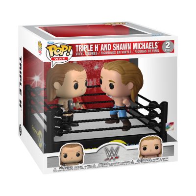Caixa Pop! WWE com figuras de vinil de Triple H e Shawn Michaels no ringue