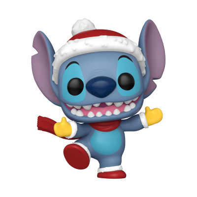 Figura colecionável de vinil do Stitch com gorro e cachecol de Natal