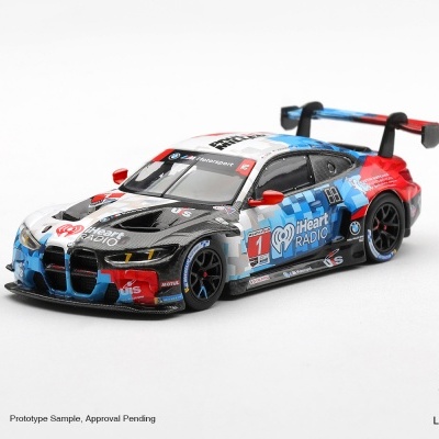 Miniatura carro de corrida BMW azul branco vermelho preto