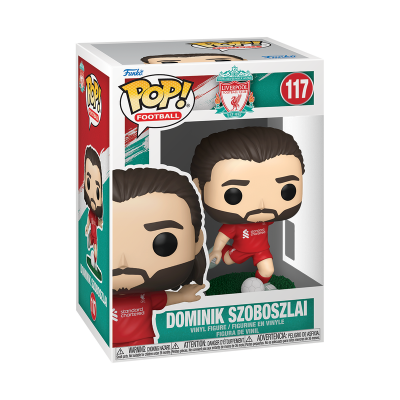 Figura Funko Pop Dominik Szoboszlai com camisola vermelha do Liverpool em embalagem de vinil